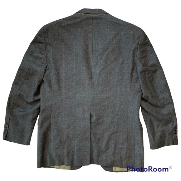 C&R Clothiers Vintage 100% worsted wool gray plaid tailored blazer jacket 40S - Picture 2 of 14